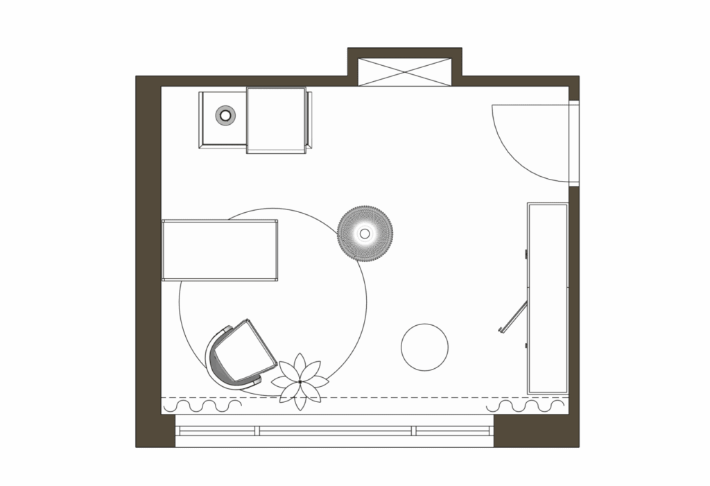 Functionele plattegrond van babykamer in Eindhoven met ruimte voor wieg en commode