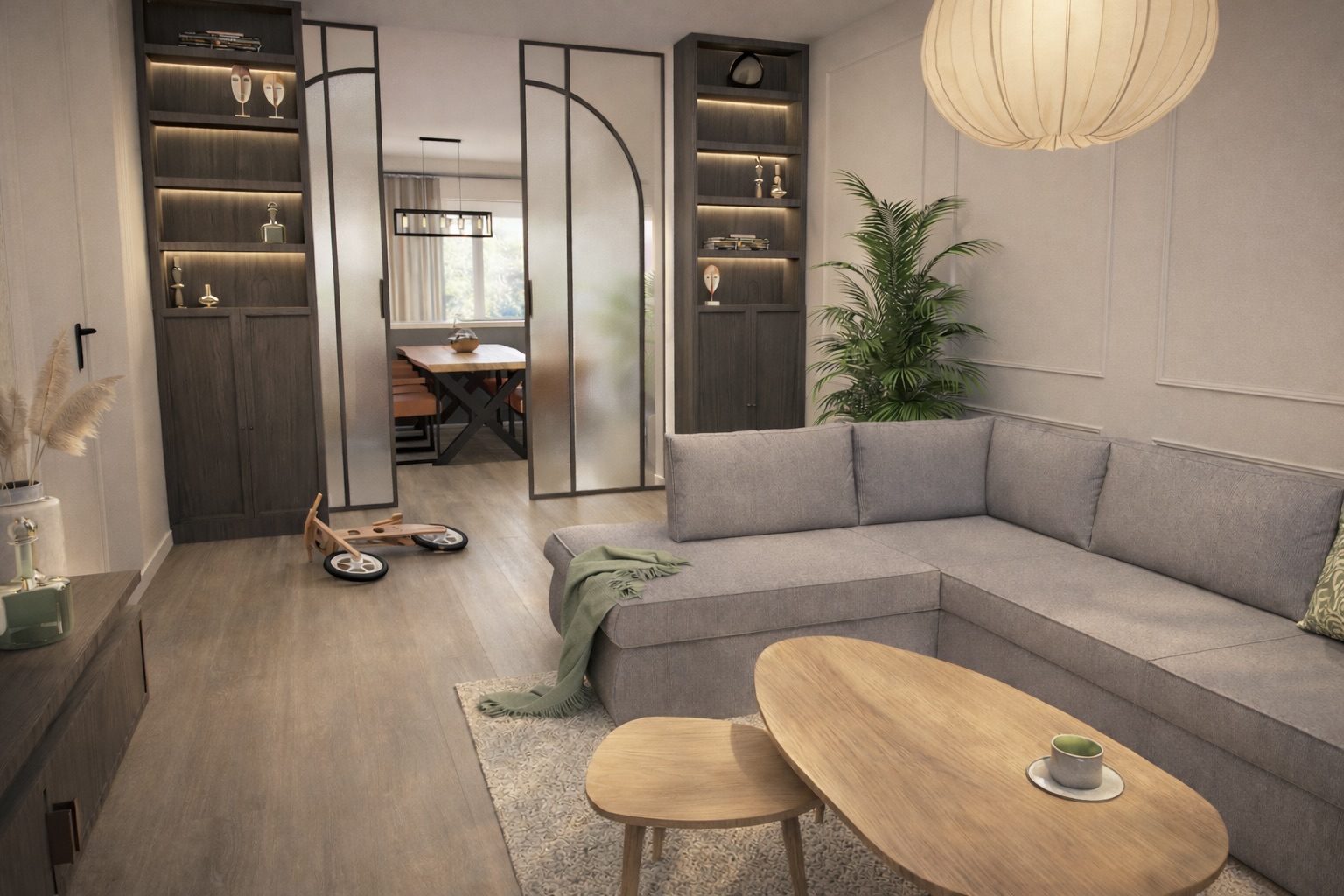 Interieurontwerp woning Steenwijk met moderne stalen deuren en rustige kleuren
