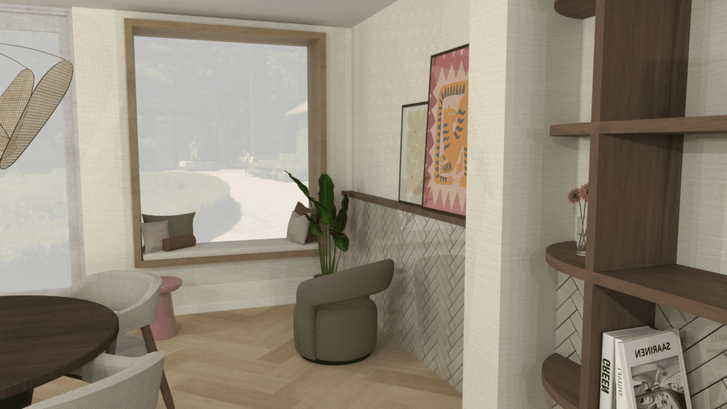 Zitje in het raam in de keuken van een rustig interieur in Ten Boer