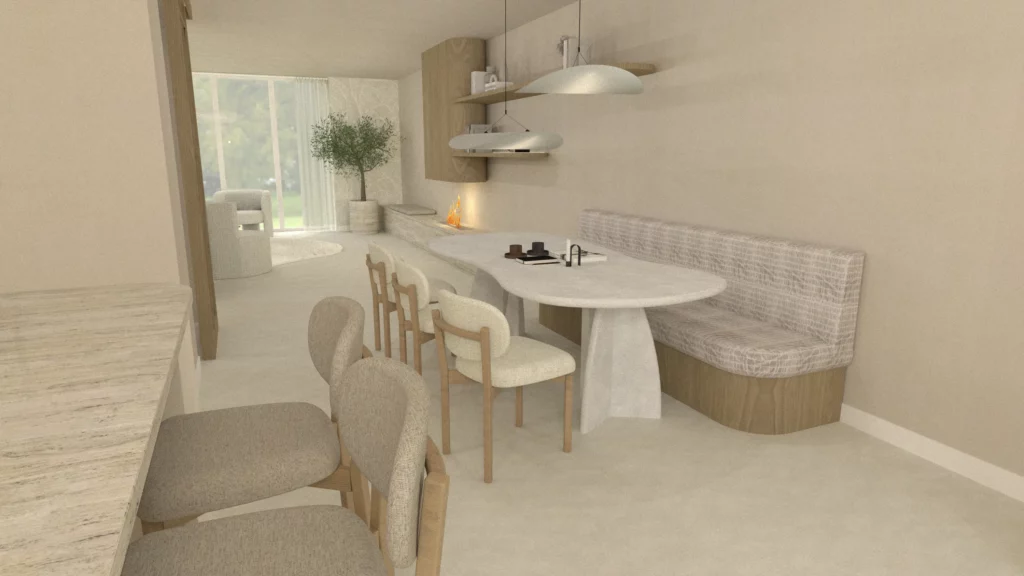 Japandi interieurontwerp en realistische 3D visualisaties van woning Barneveld