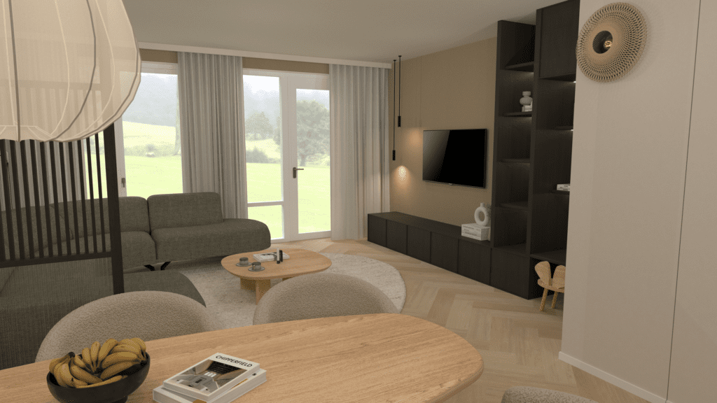 Interieurontwerp van stoere en sfeervolle woning in Barneveld met donker houten accenten
