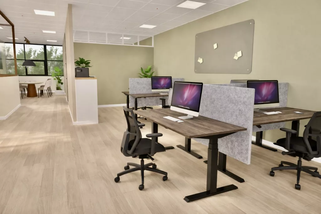 Interieurontwerp voor modern kantoor in Eindhoven met flexplekken en een vergaderruimte